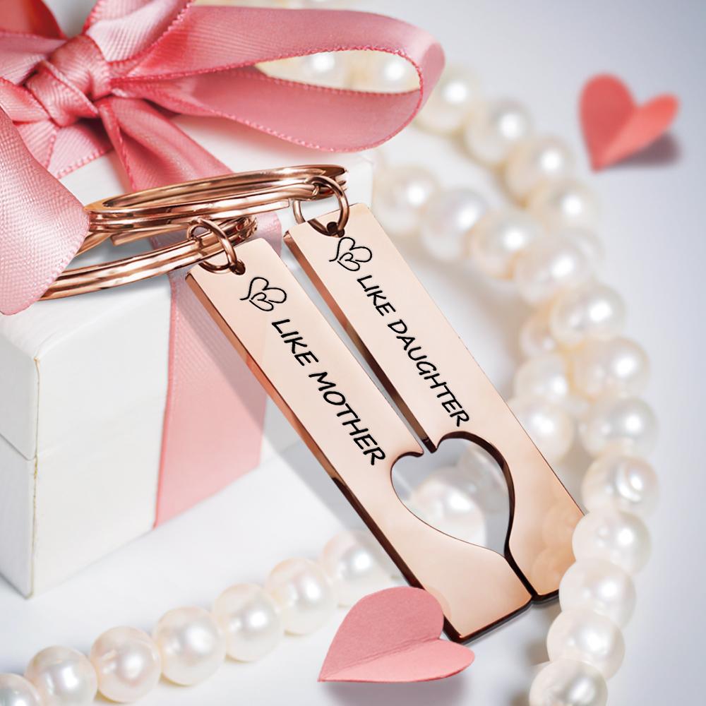 Custom Keychain Engraved Heart Keychain Mother's Day Gift