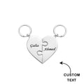 Custom Engraved Keychain Heart-shaped Puzzle Number of Options Creative Gift