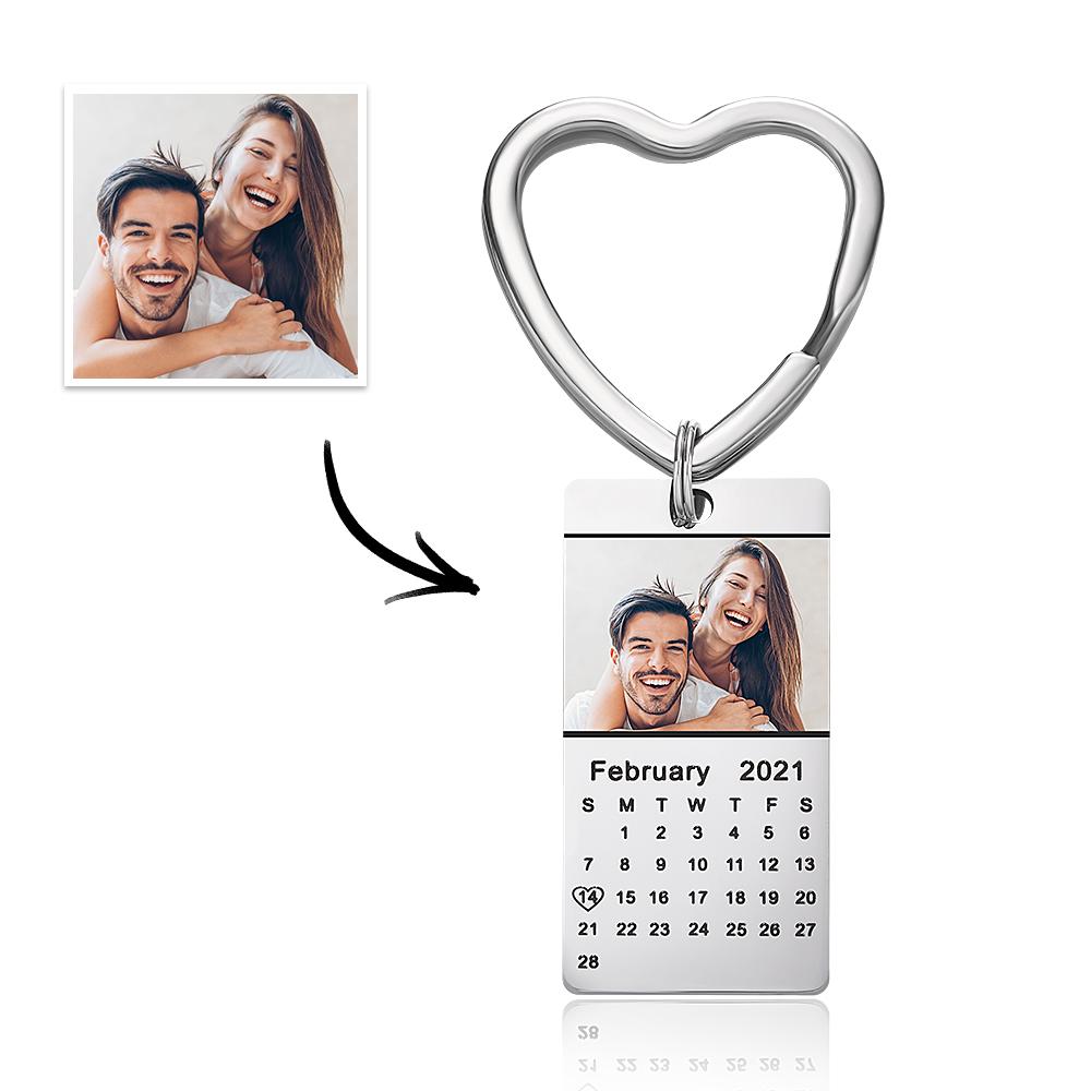 Custom Photo Keychain Calendar Keychain Rose Gold Gifts for Couple's