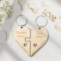 Personalized Puzzle Keychain Set Engraved Jigsaw Heart Shaped Key Ring Gift for Lovers