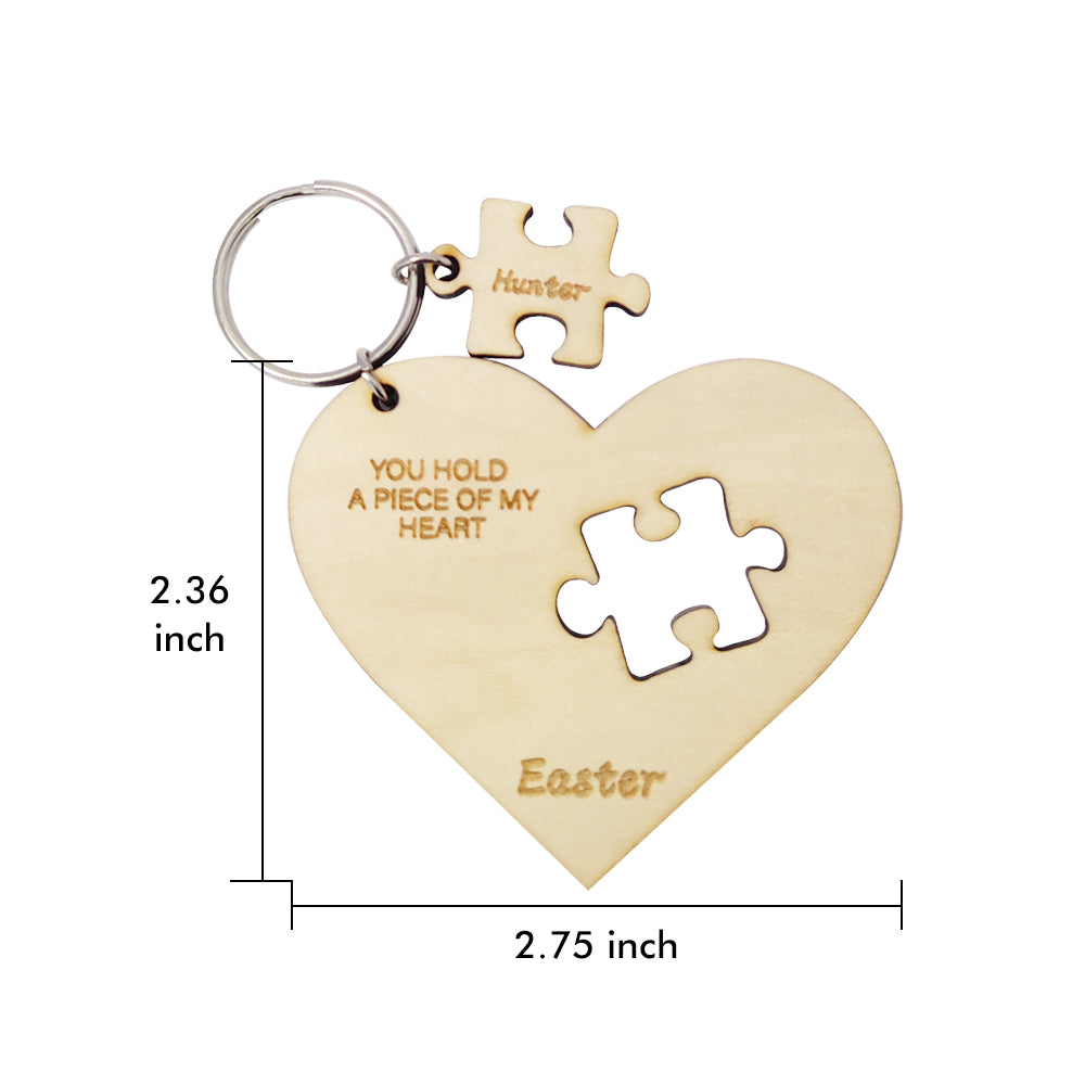 Personalized Puzzle Keychain Engraved Jigsaw Heart Shaped Key Ring Gift for Lovers
