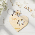 Personalized Puzzle Keychain Engraved Jigsaw Heart Shaped Key Ring Gift for Lovers