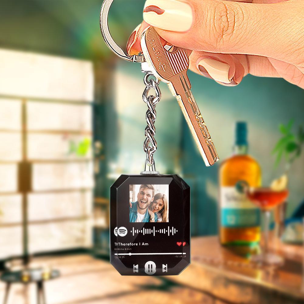 Scannable Custom Spotify Code Keychain Photo Keychain Custom Engraved Spotify Keychain Music Crystal Keychain