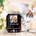 Scannable Music Code Keychain, Photo Engraved Custom Music, Song Keychain for Him Valentine's Day Gifts