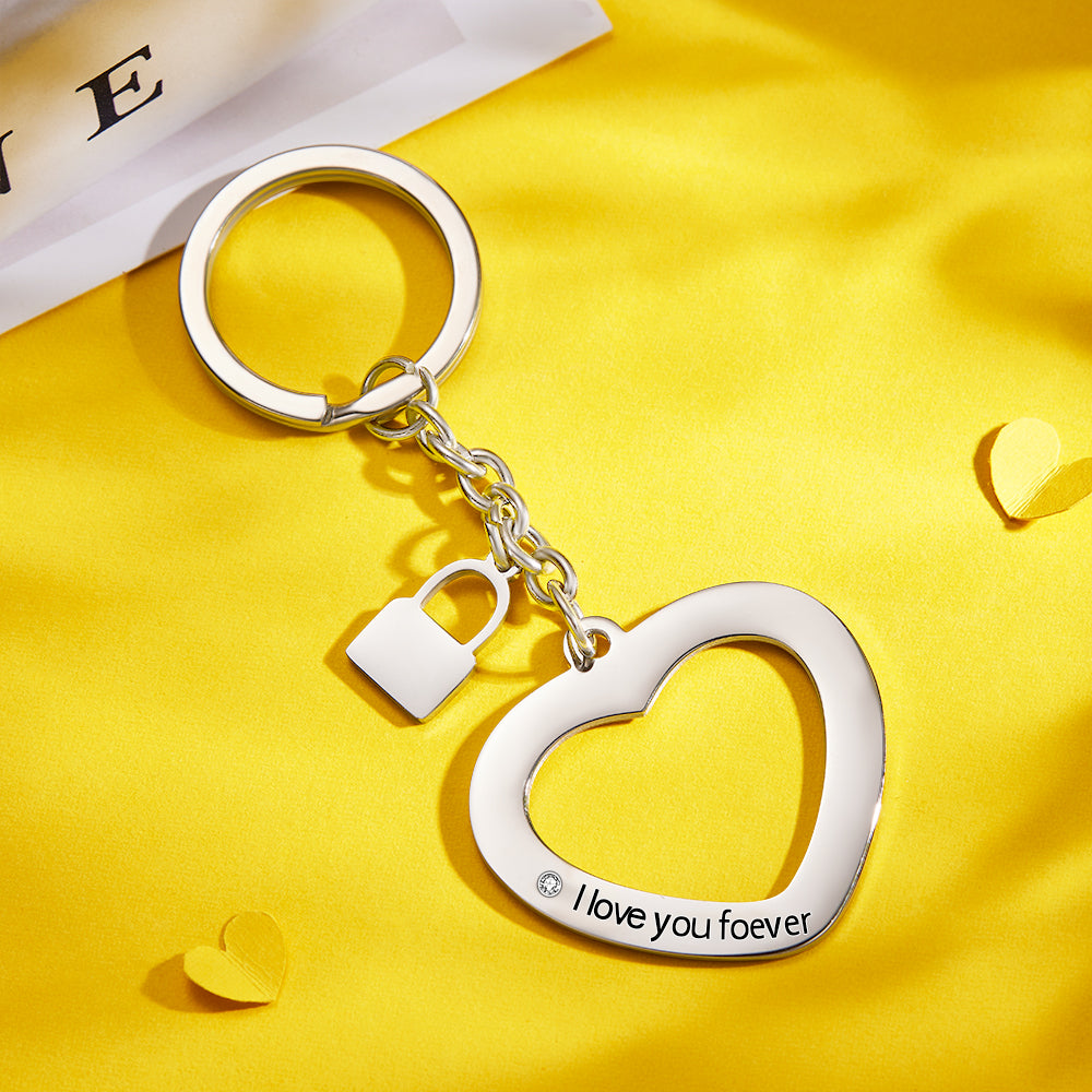 Custom Engraved Keychain Key to My Heart Keychain Gift for Couples