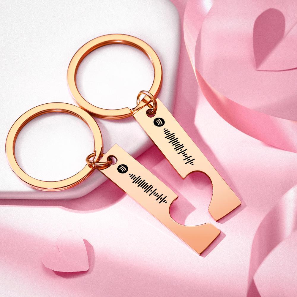 Scannable Custom Spotify Code Keychain Engraved Custom Music Song Keychain Gifts for Her/Him Rose Gold