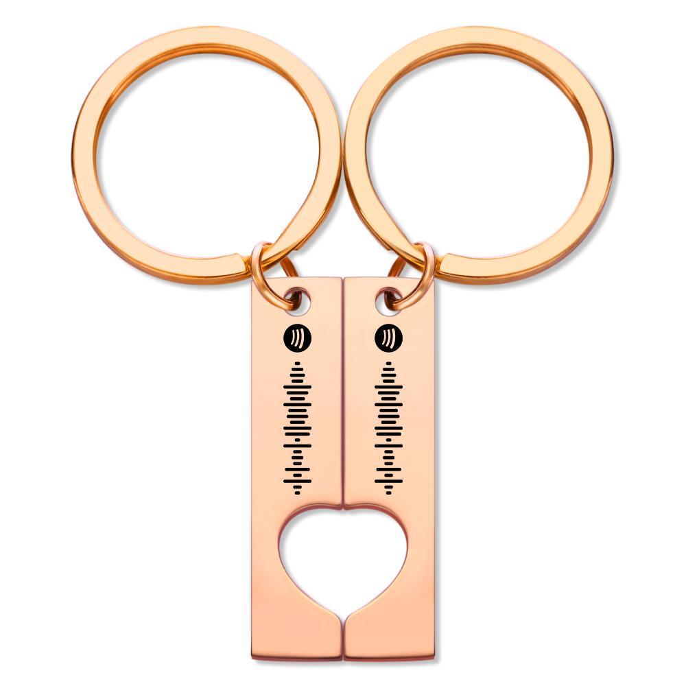 Scannable Custom Spotify Code Keychain Engraved Custom Music Song Keychain Gifts for Her/Him Rose Gold