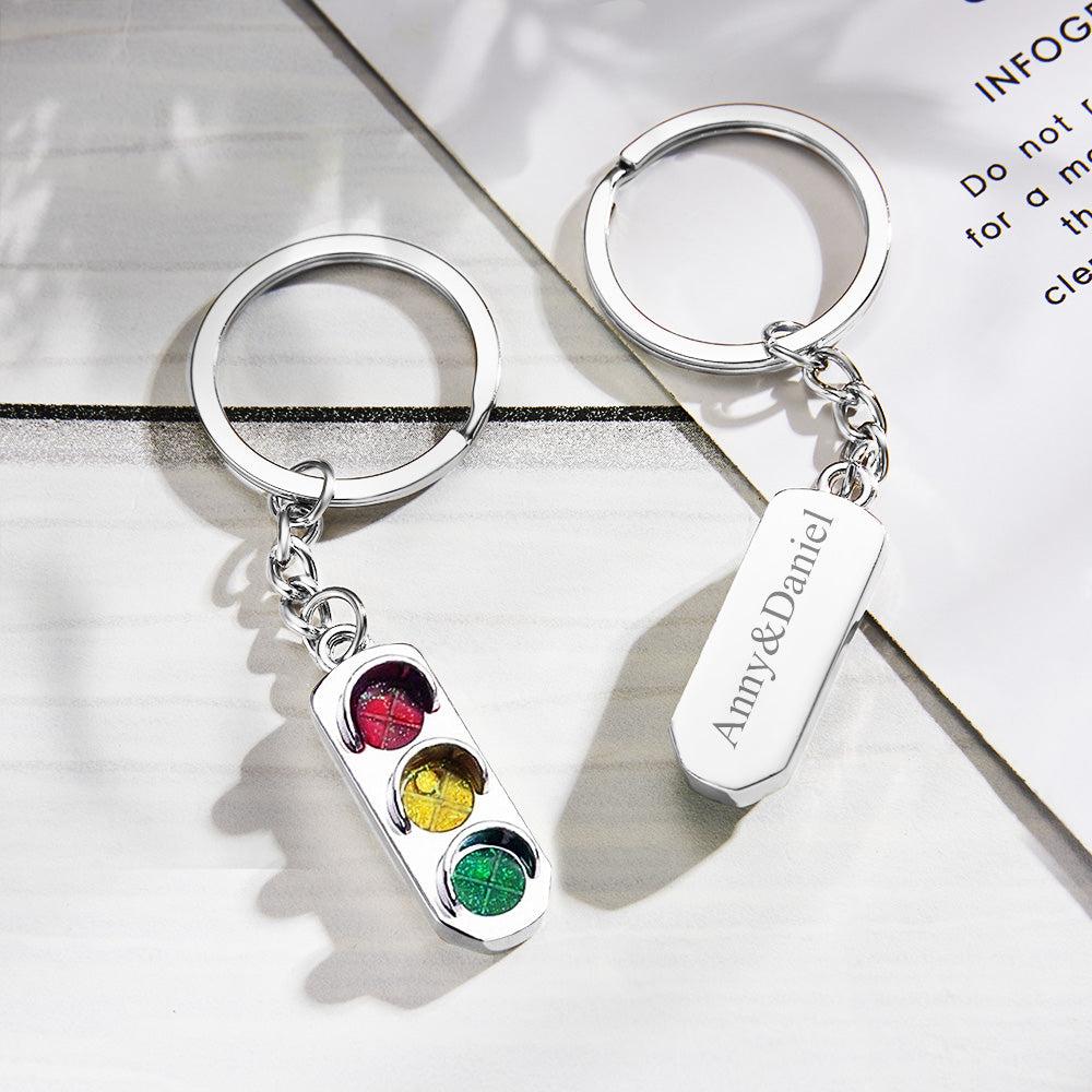 Custom Engraved Traffic Lights Keychain Car Key Ring New Driver Keychain Gift