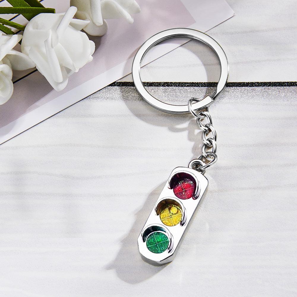 Custom Engraved Traffic Lights Keychain Car Key Ring New Driver Keychain Gift