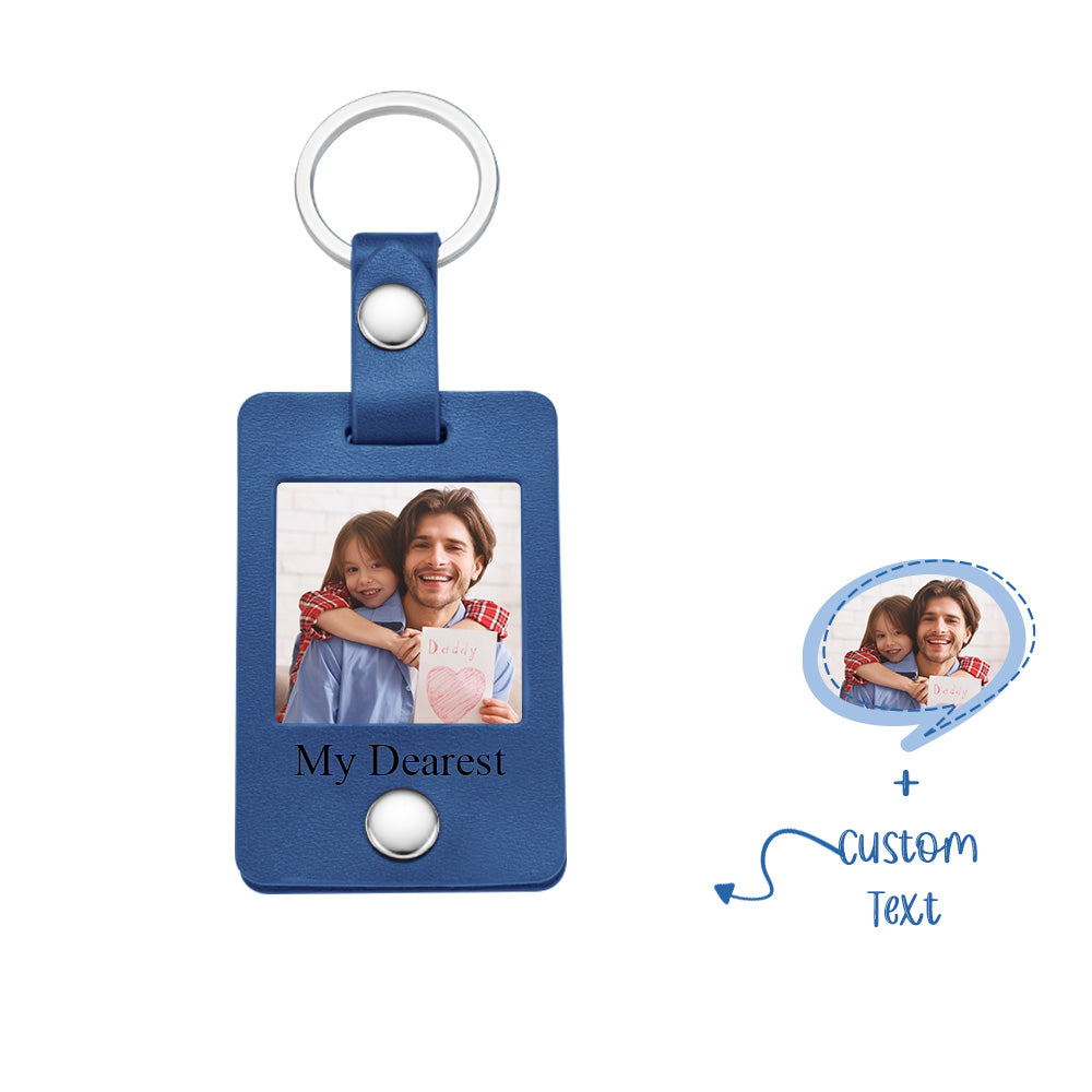 Custom Engraved Photo Leather Keychain Mini Photo Album Keychain Gift for Dad