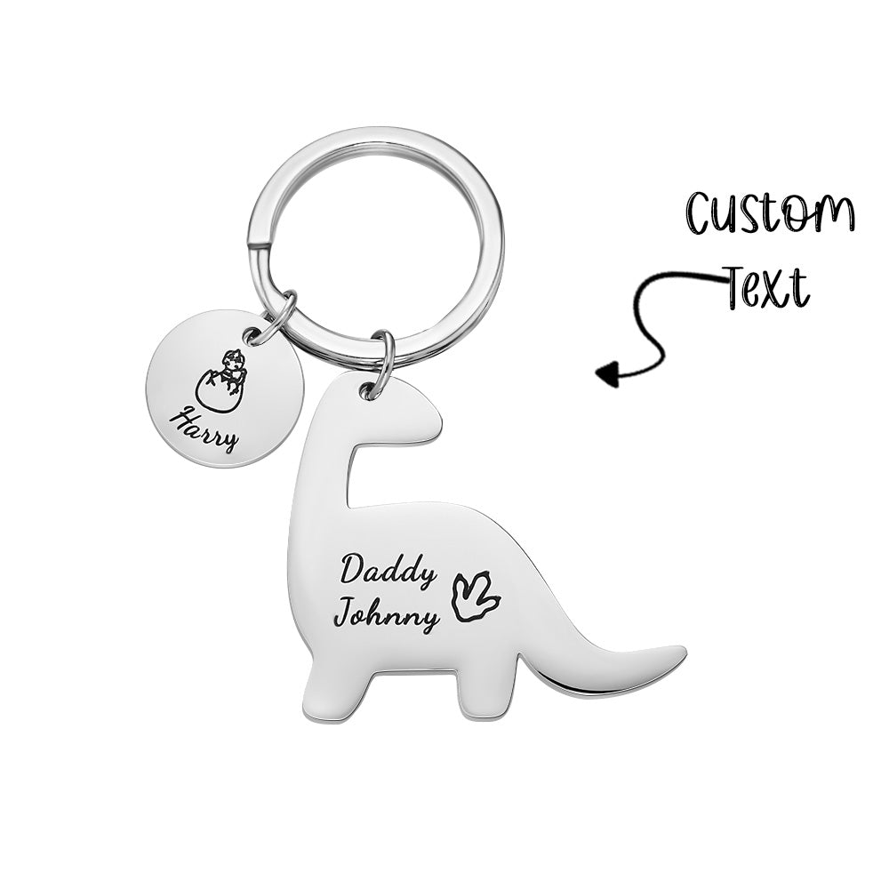Custom Engraved Dinosaur Keychain Lovely Keyring Gift For Dad