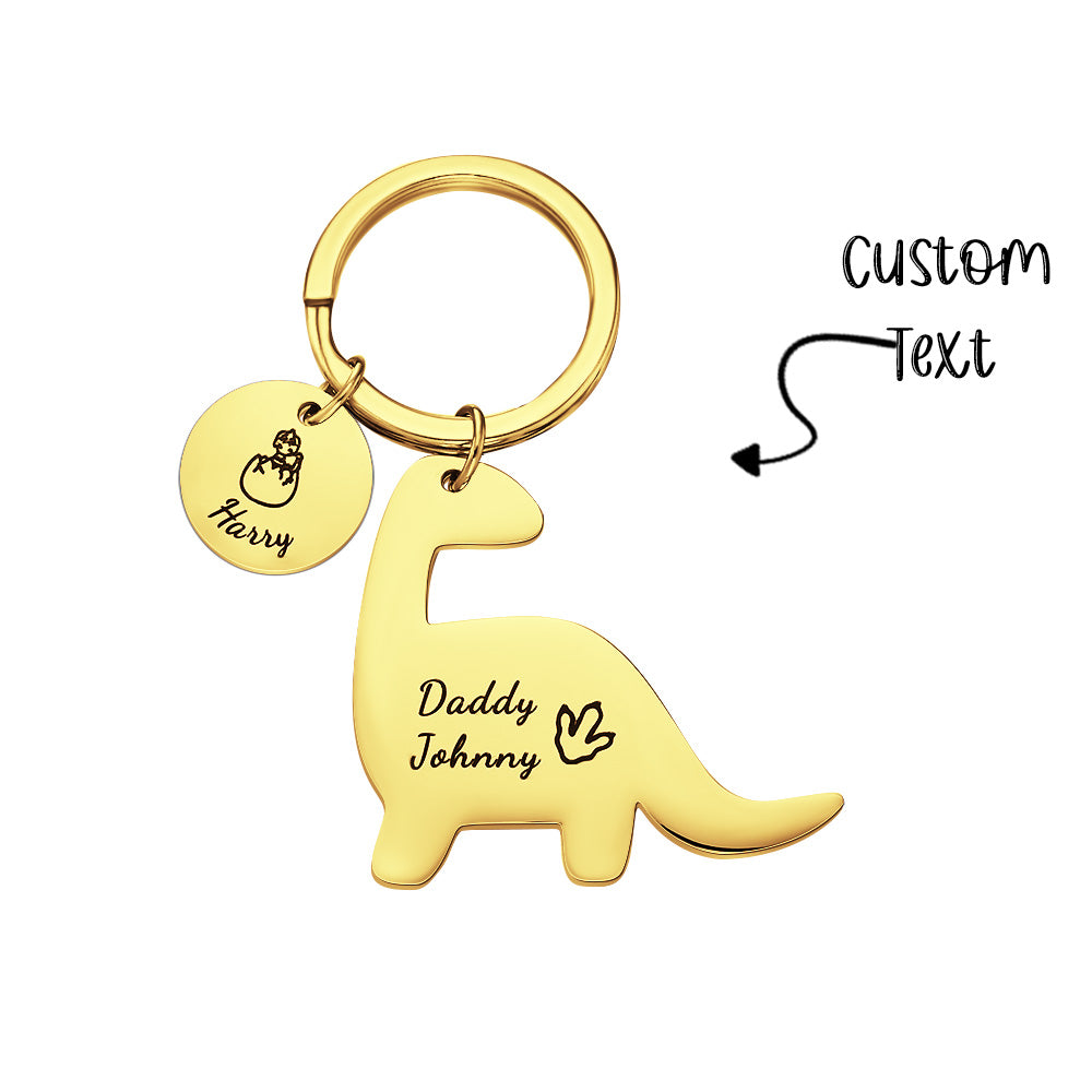 Custom Engraved Dinosaur Keychain Lovely Keyring Gift For Dad