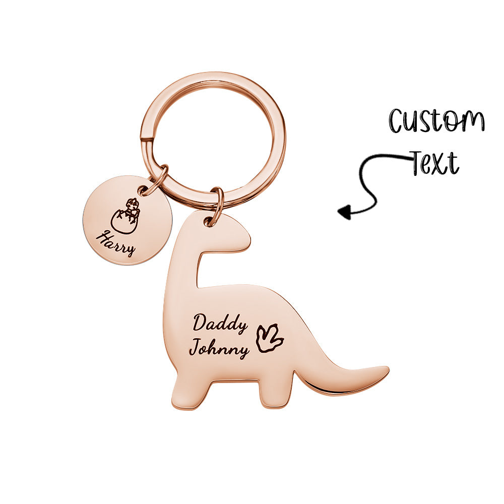 Custom Engraved Dinosaur Keychain Lovely Keyring Gift For Dad