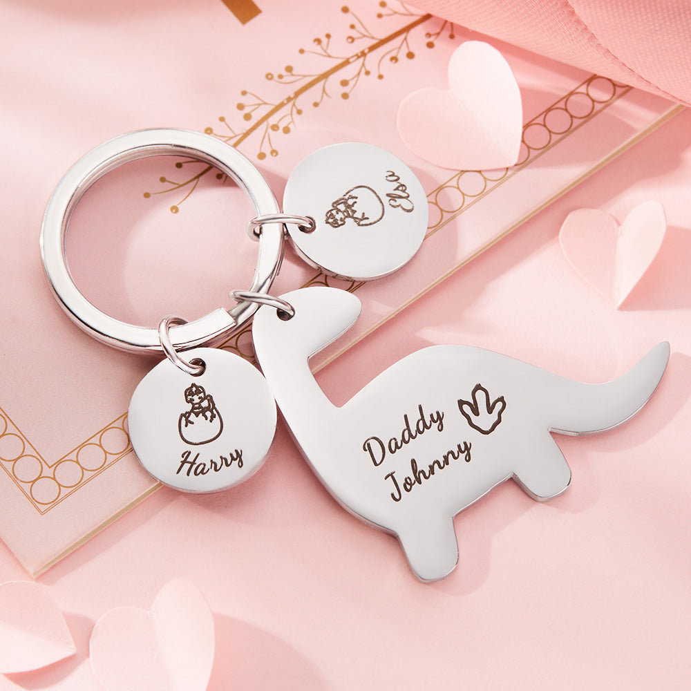 Custom Engraved Dinosaur Keychain Lovely Keyring Gift For Dad
