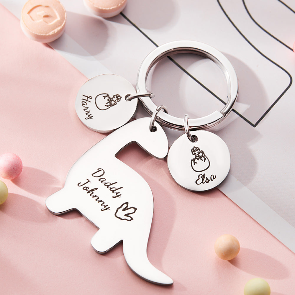 Custom Engraved Dinosaur Keychain Lovely Keyring Gift For Dad