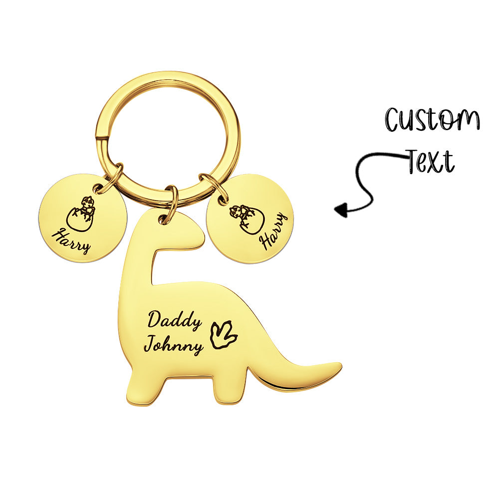 Custom Engraved Dinosaur Keychain Lovely Keyring Gift For Dad