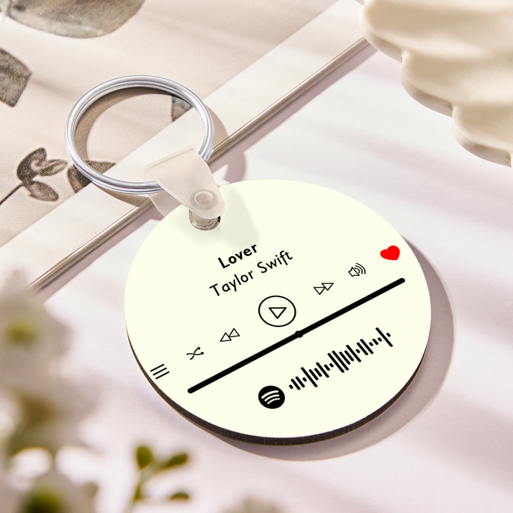 Custom Photo Scannable Spotify Code Keychain Round Music Song Keychain Anniversary Gifts