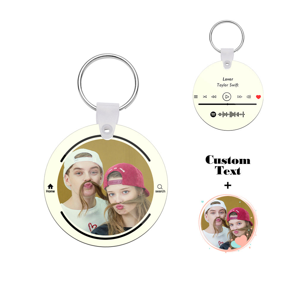 Custom Photo Scannable Spotify Code Keychain Round Music Song Keychain Anniversary Gifts