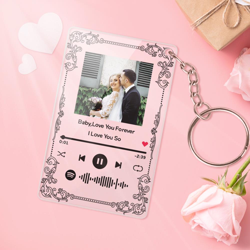 Personalized Spotify Code Keychain Acrylic Music Board Plaque Couple Photo Gift