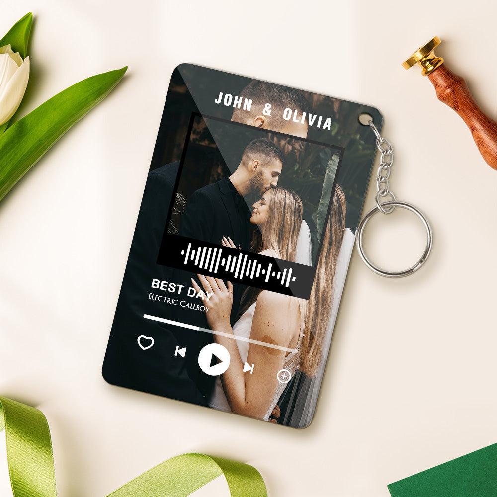 Custom Photo Plaque Music Keychain Long Distance Relationship Gifts