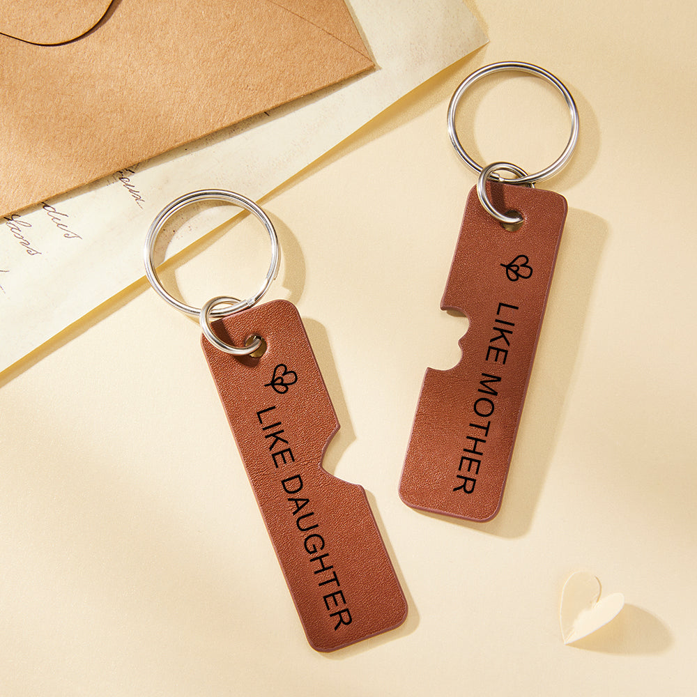 Custom Engraved Leather Keychains Bag Chain Gift for Mother's Day