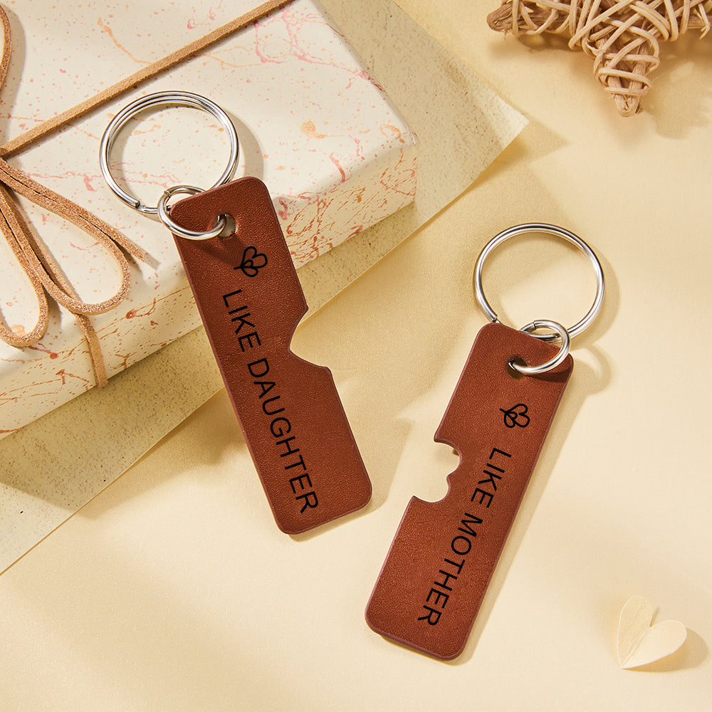 Custom Engraved Leather Keychains Bag Chain Gift for Mother's Day