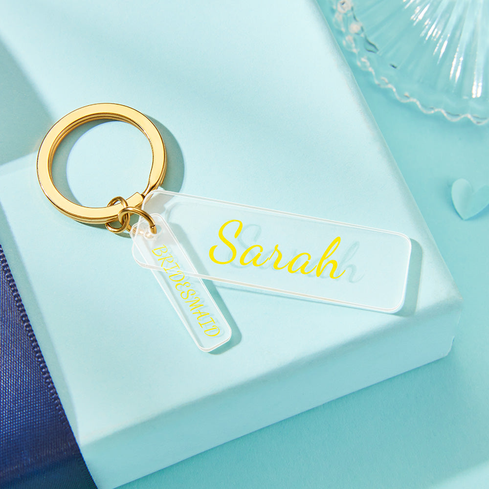 Custom Engraved Acrylic Keychains Bridesmaid Keychain Wedding Party Gift