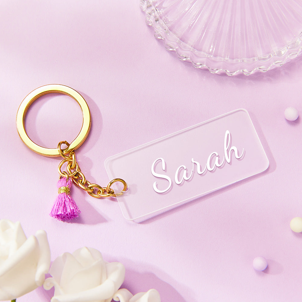 Custom Engraved Acrylic Keychains Tassel Keyring Name Keychain
