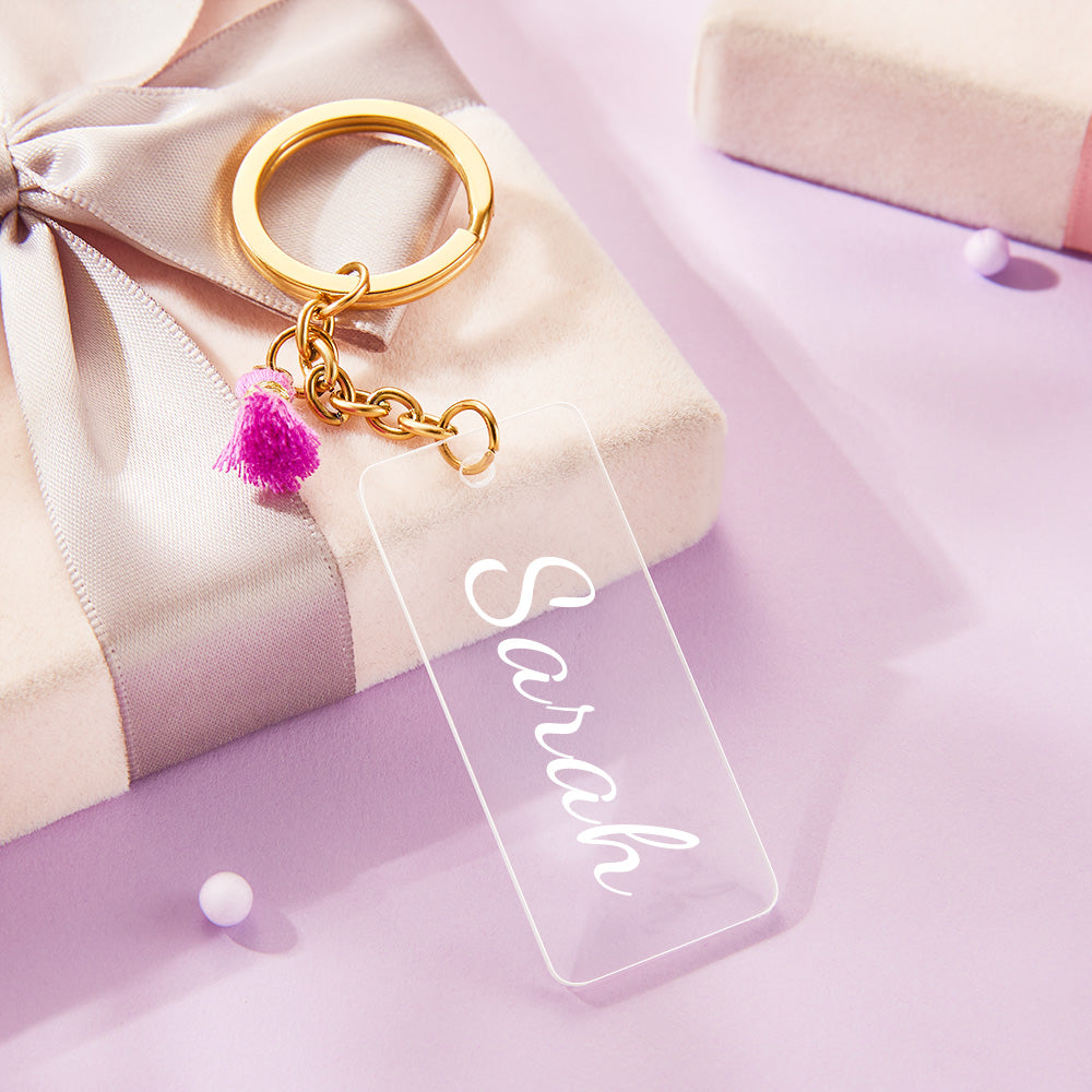 Custom Engraved Acrylic Keychains Tassel Keyring Name Keychain