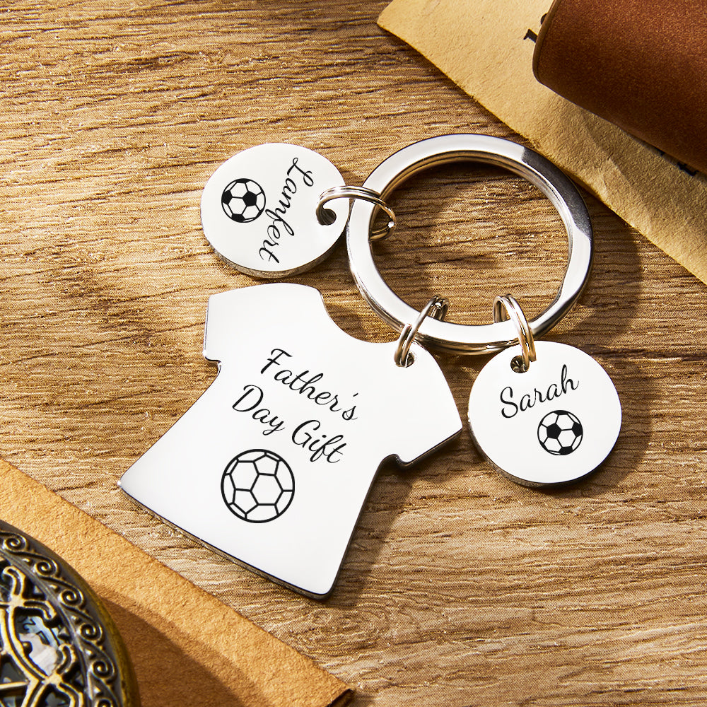 Custom Engraved Keychains Football Dad Keychain Daddy's Team Father's Day Gift