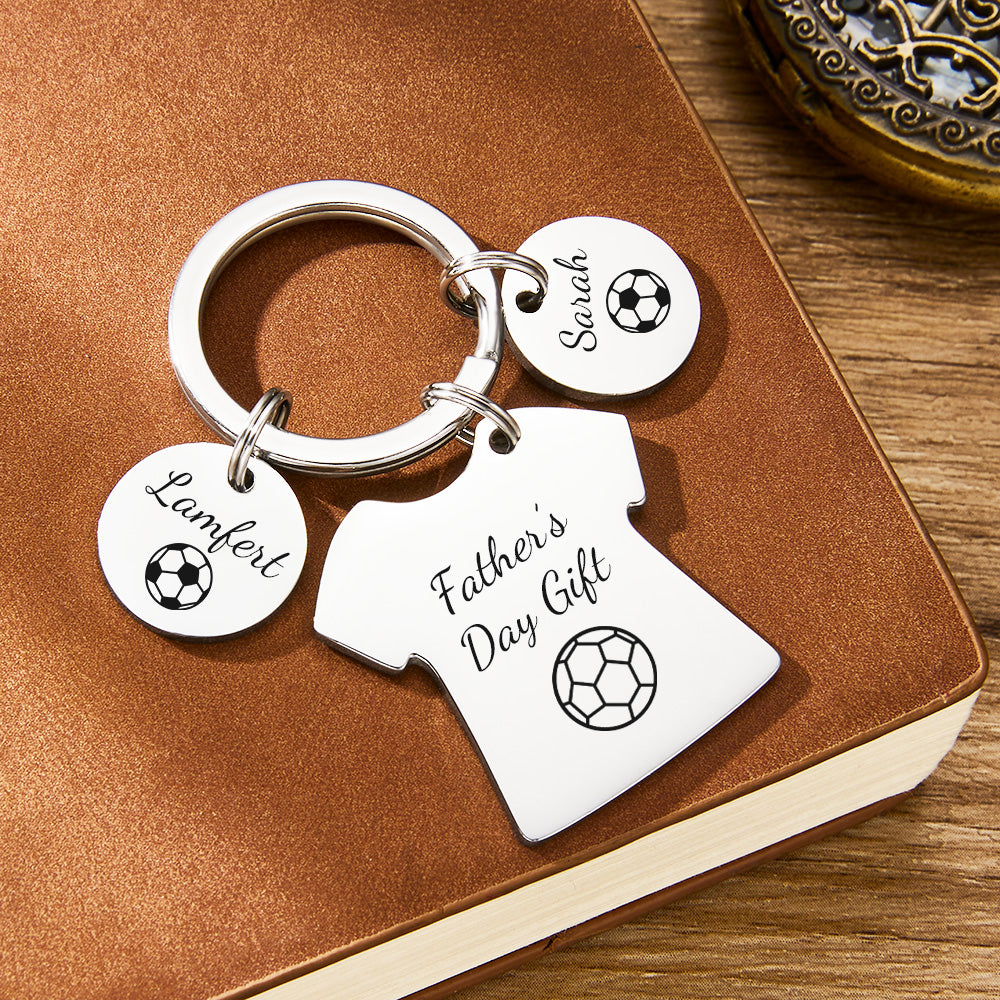 Custom Engraved Keychains Football Dad Keychain Daddy's Team Father's Day Gift