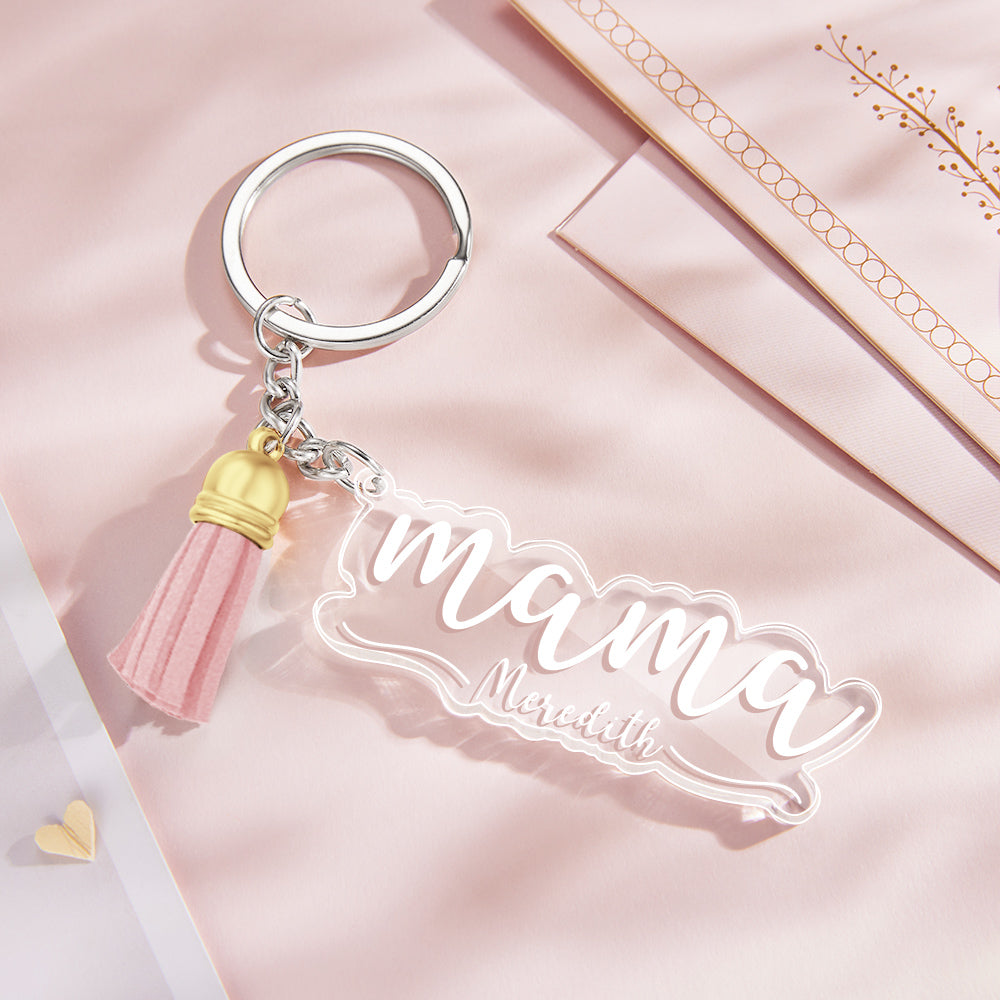 Custom Family Names Clear Acrylic Keychain Personalized Mama Key Ring Mother's Day Gifts