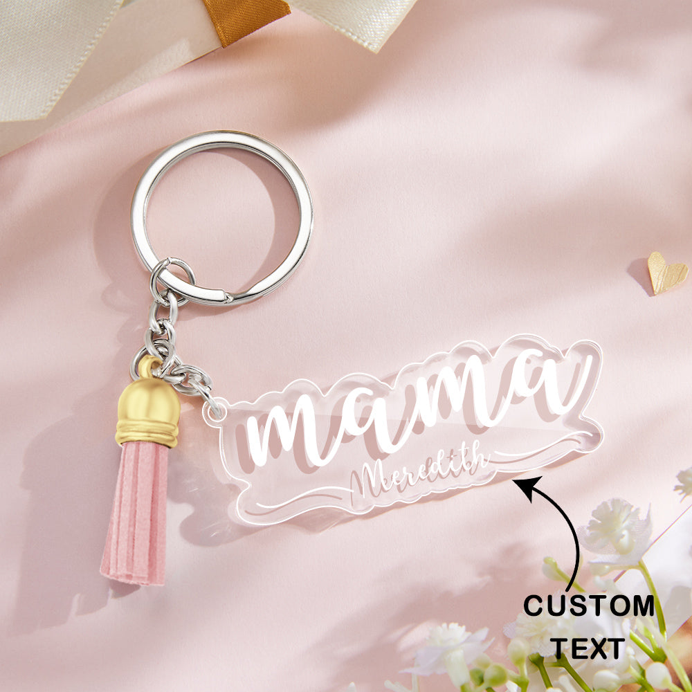 Custom Family Names Clear Acrylic Keychain Personalized Mama Key Ring Mother's Day Gifts