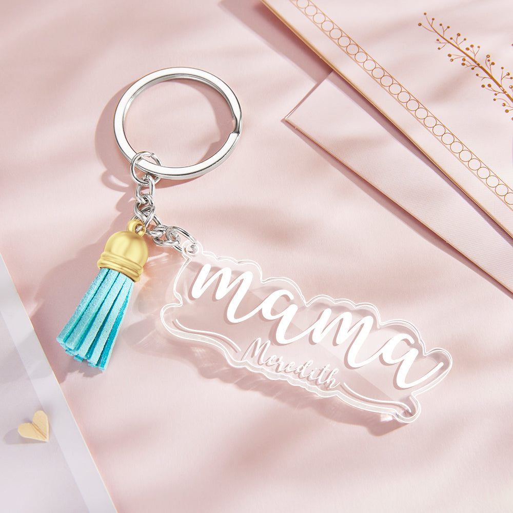 Custom Family Names Clear Acrylic Keychain Personalized Mama Key Ring Mother's Day Gifts