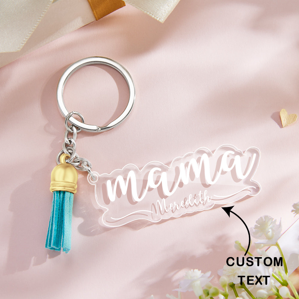 Custom Family Names Clear Acrylic Keychain Personalized Mama Key Ring Mother's Day Gifts