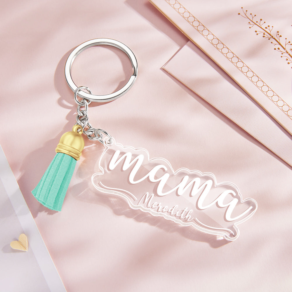 Custom Family Names Clear Acrylic Keychain Personalized Mama Key Ring Mother's Day Gifts