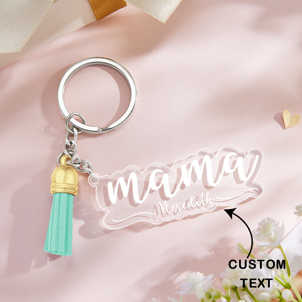 Custom Family Names Clear Acrylic Keychain Personalized Mama Key Ring Mother's Day Gifts