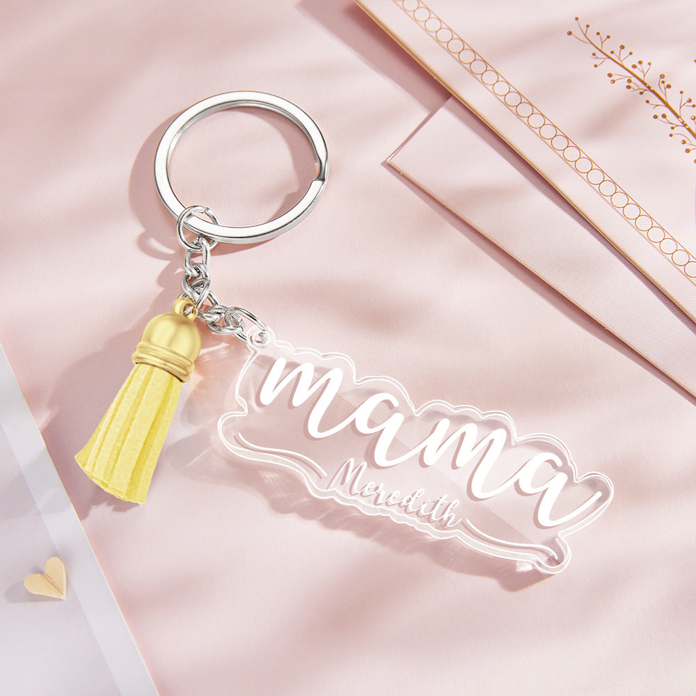 Custom Family Names Clear Acrylic Keychain Personalized Mama Key Ring Mother's Day Gifts