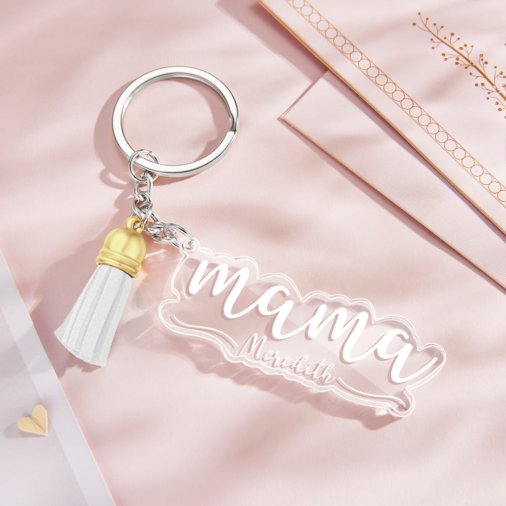 Custom Family Names Clear Acrylic Keychain Personalized Mama Key Ring Mother's Day Gifts