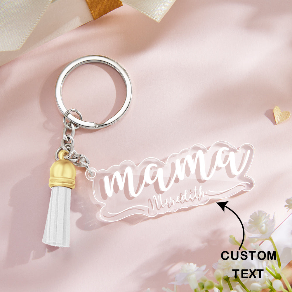 Custom Family Names Clear Acrylic Keychain Personalized Mama Key Ring Mother's Day Gifts