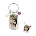 Custom Photo Birthstone Keychain Personalized Letter Pendant Birthday Gifts