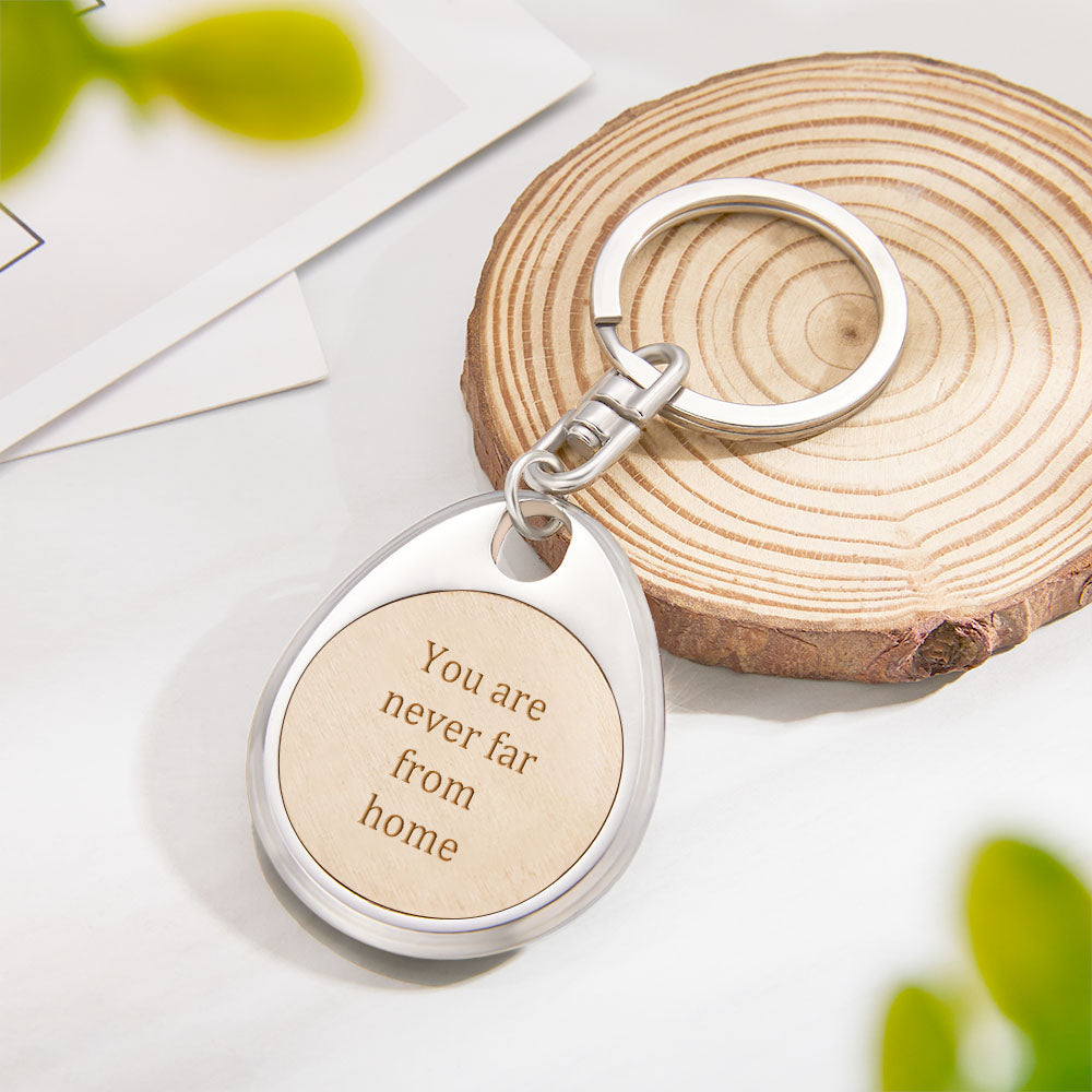Custom Engraved Wooden Metal Keychain Personalized Text Anniversary Gifts
