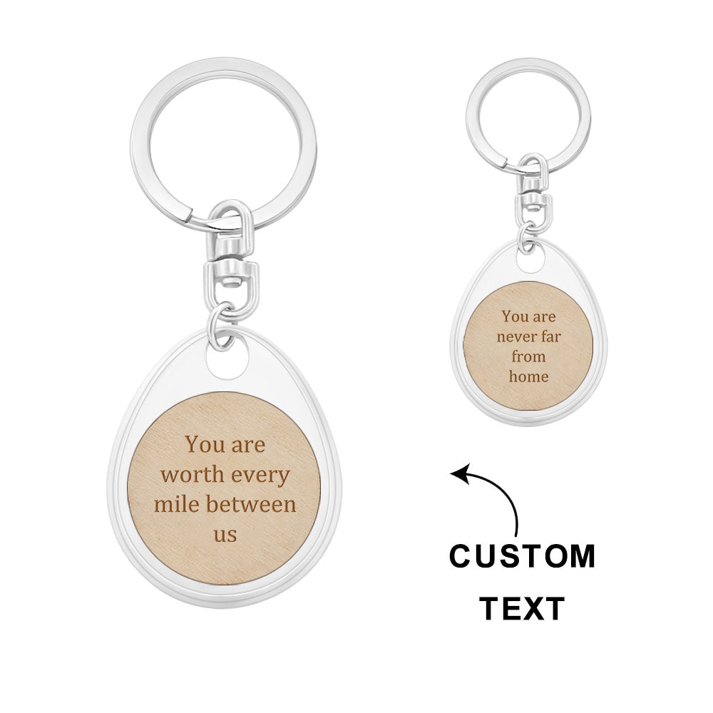 Custom Engraved Wooden Metal Keychain Personalized Text Anniversary Gifts