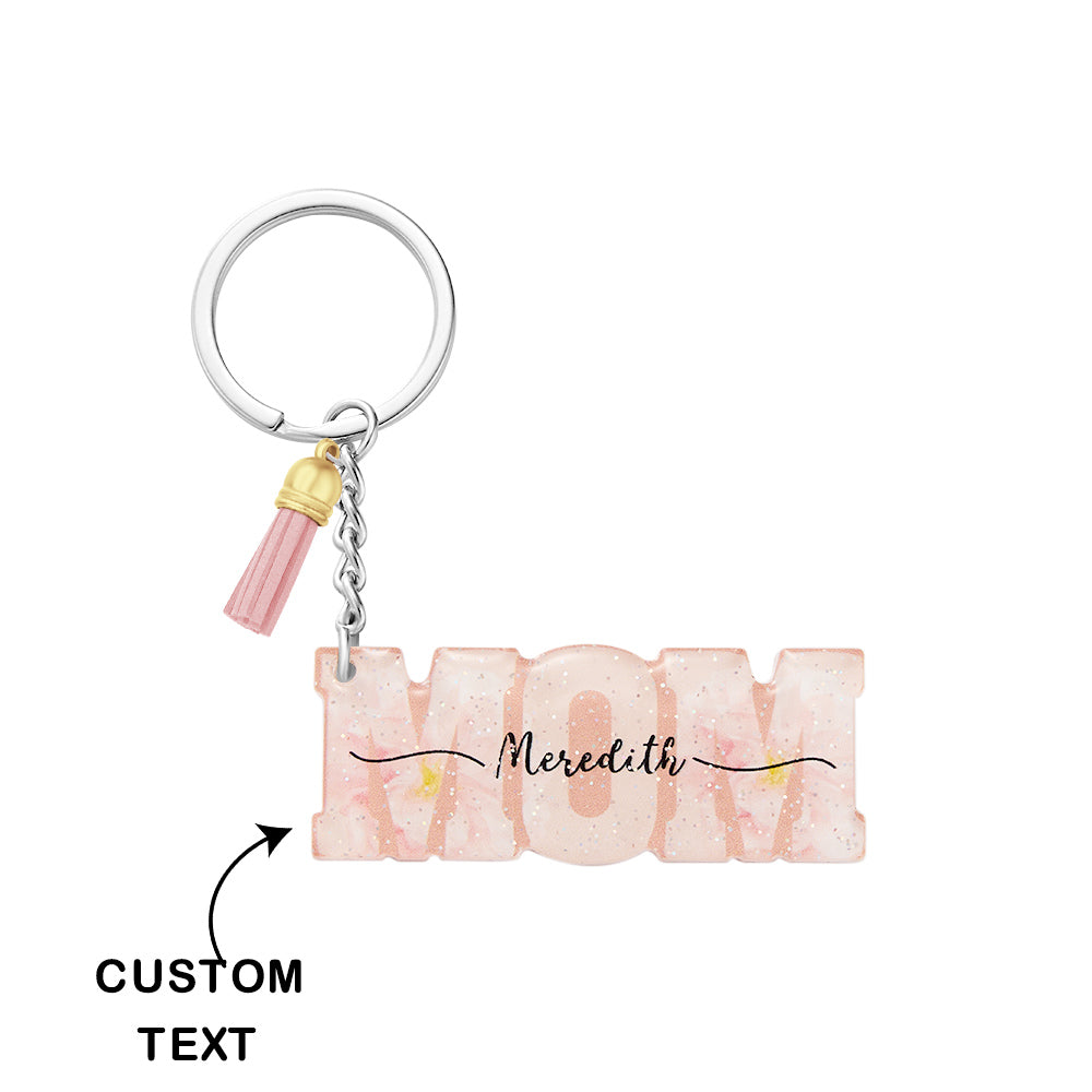 Custom Name Flower Acrylic Keychain Personalized Mama Key Ring Mother's Day Gifts