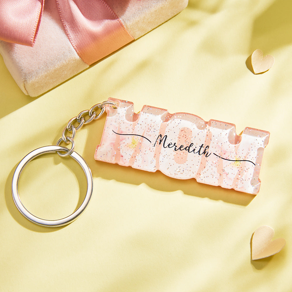 Custom Name Flower Acrylic Keychain Personalized Mama Key Ring Mother's Day Gifts