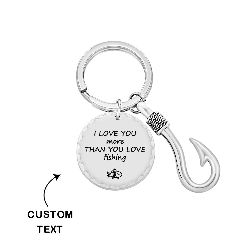 Custom Fishing Hook Keychain Personalized Metal Key Ring Father's Day Gifts