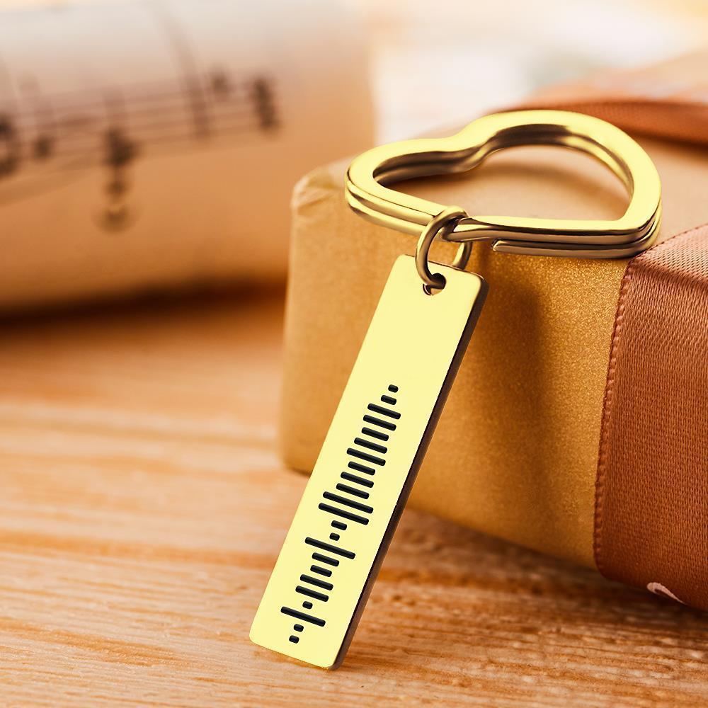 Custom Music Code Keychain Metal Keychain with Heart-shaped Keyring