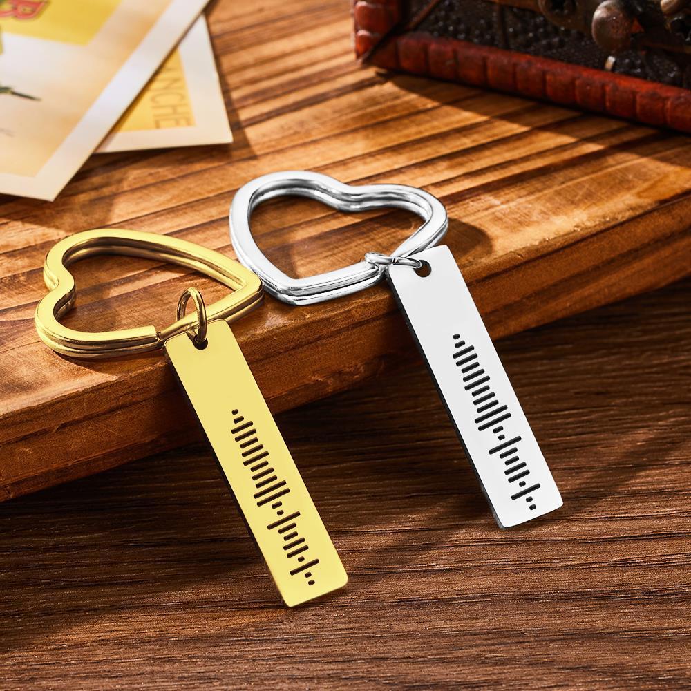 Custom Music Code Keychain Metal Keychain with Heart-shaped Keyring