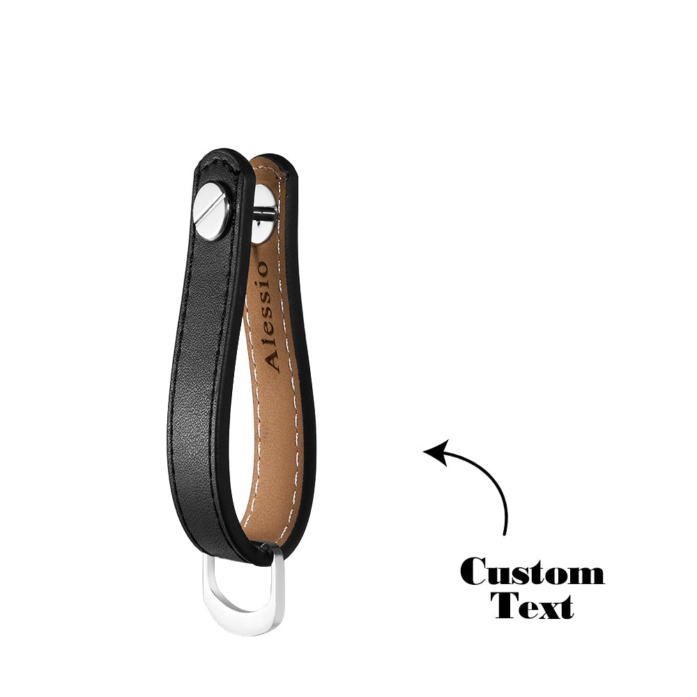 Custom Engraved Keychain Simple Leather Men's Gifts
