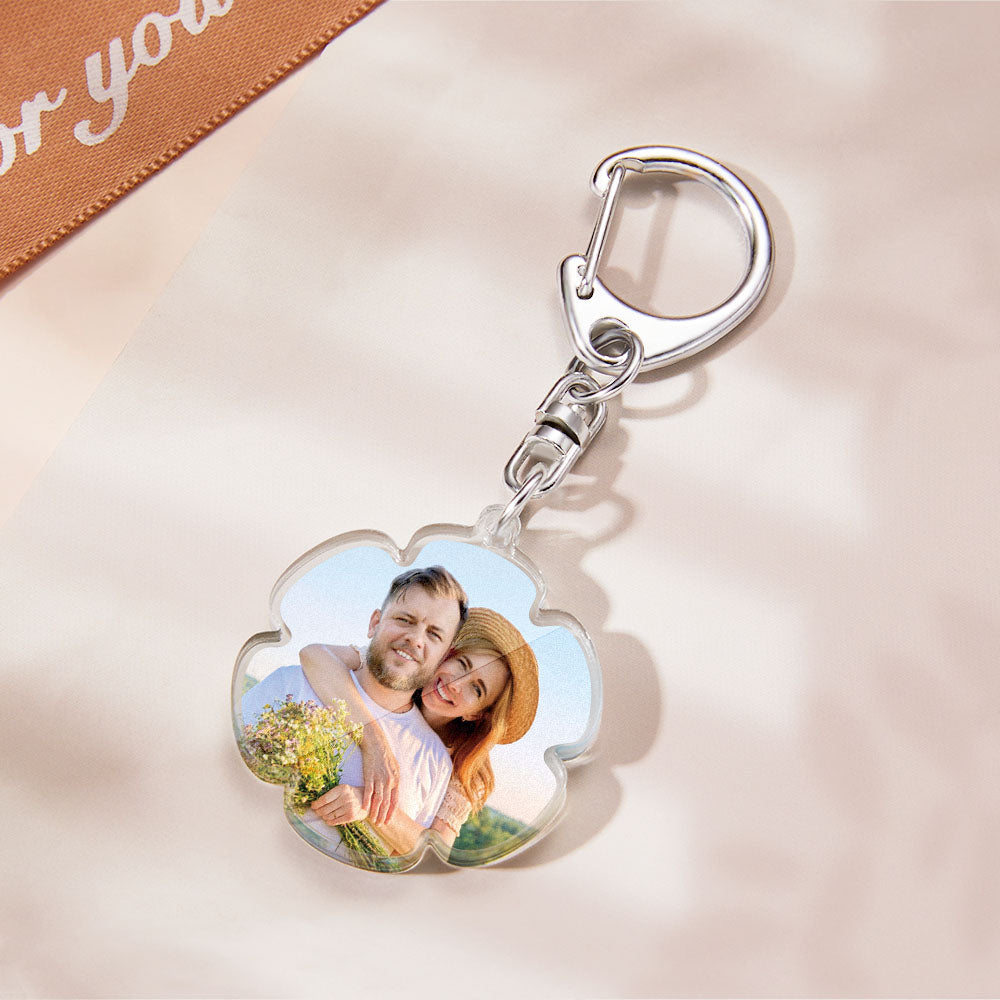 Custom Photo Flower-shaped Keychain Personalized Petal Acrylic Pendant Gifts for Girls